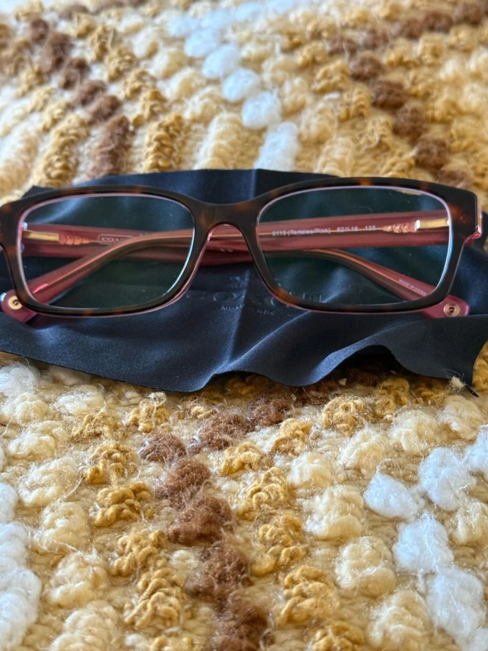 Coach Brooklyn Rectangle Shaped Glasses in Pink/Tortoise - Picture 2 of 10